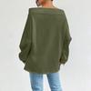 Women's Loose Casual Through Drawstring Off-the-shoulder Line Neck Top