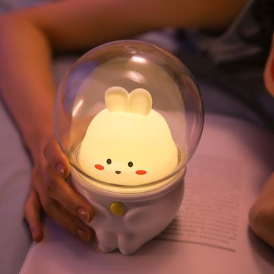 LED Night Light Space Capsule Cute Cat Rabbit Lamp Kawaii For Kid Baby Children Bedroom Bedside Decor Light Soft Warm Gift Lamps