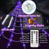 Halloween Edderkoppnettlys 250 LED Vanntette Nettlys med Edderkopp Fjernkontroll Spindelvev for Gård Hus Hage Utendørs Innendørs Fest Hjemsøkt