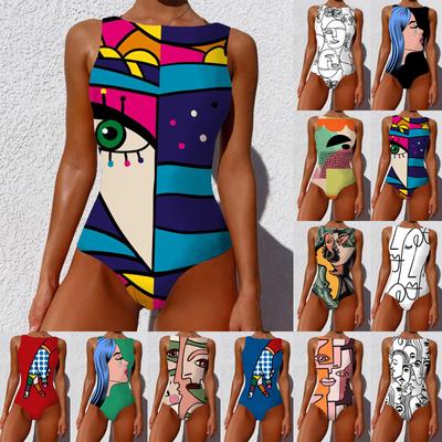 Fashion Women's Sexy Sleeveless Print Temperament Beachwear  Bikini Swimsuit