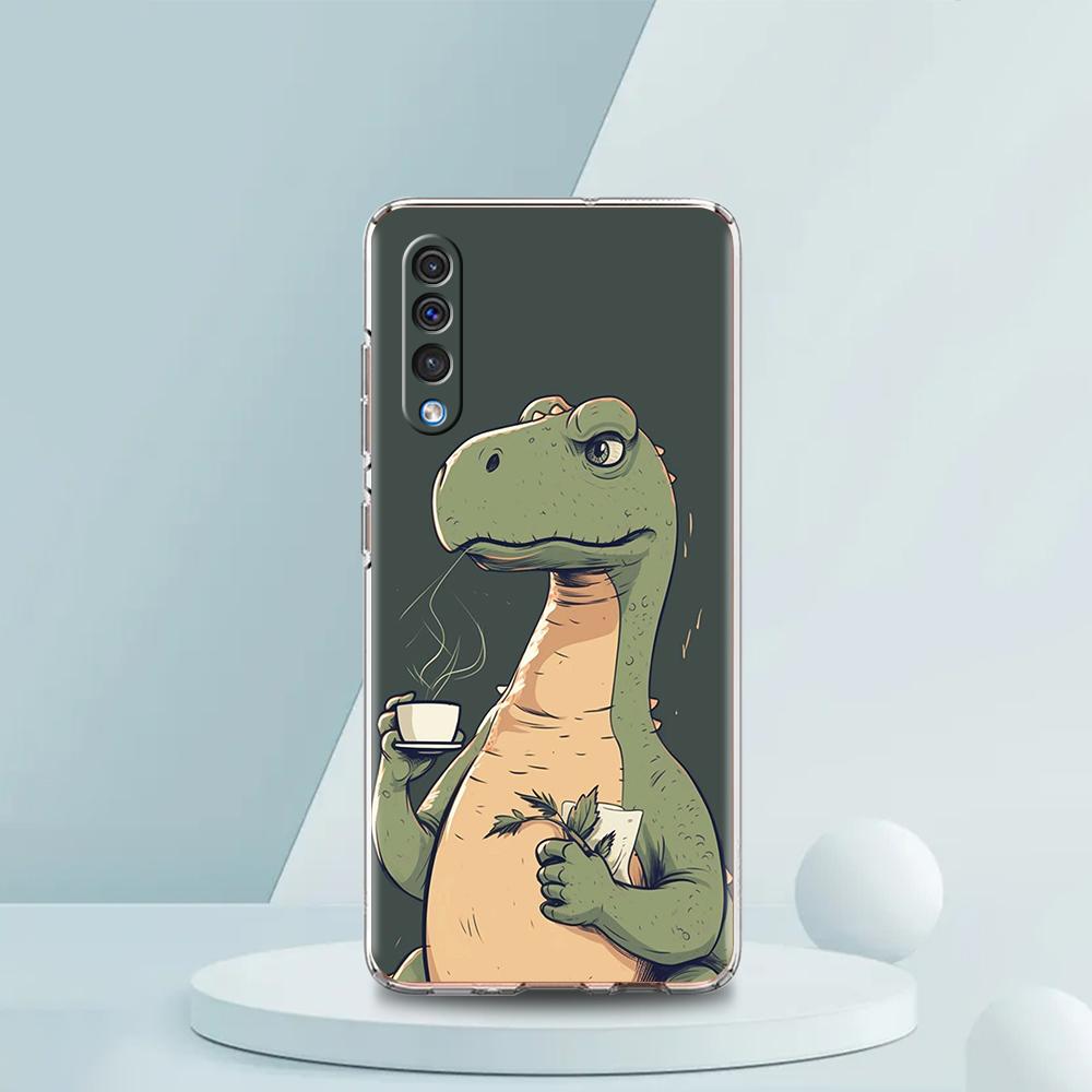 Funny Cute Cartoon Dinosaur Transparent Phone Case for Samsung Galaxy A16 A14 A12 A22 A24 A42 A02 A03S A06 A20 A30 A40 TPU Cover