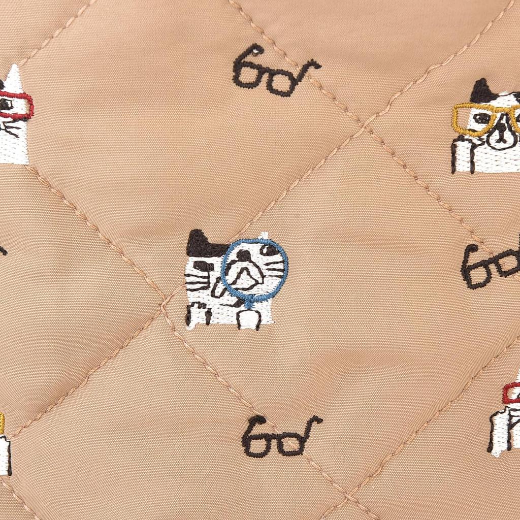 [Kusuguru Japan] Water-Repellent Polyester Quilted 2-Way Bag, Nekomaruke MC