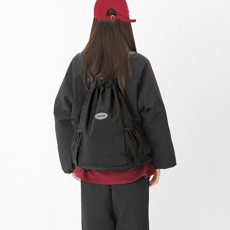 Fashion Drawstring Backpack Tie-out Casual Simple Solid Color Outdoor Sports Tie-out Soccer Lightweight Backpack