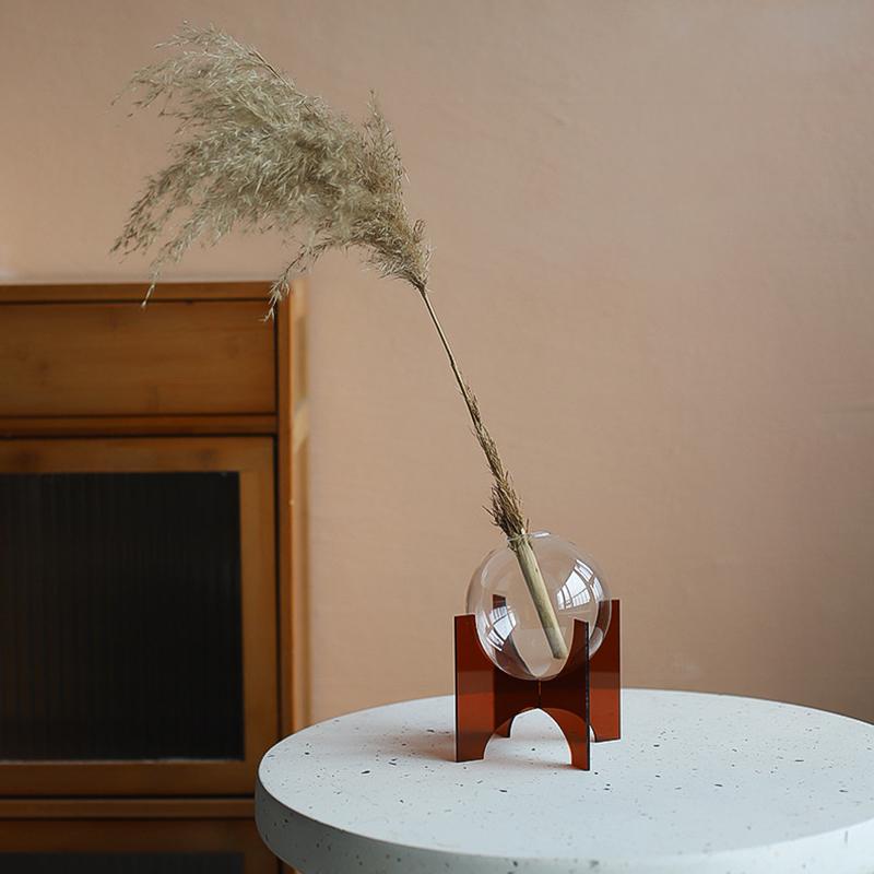 1 Set Ball Shape Vase Modern Ball Flower Vase Nordic Plastic Vase Transparent Acrylic Glass Vase Unique 13 Styles