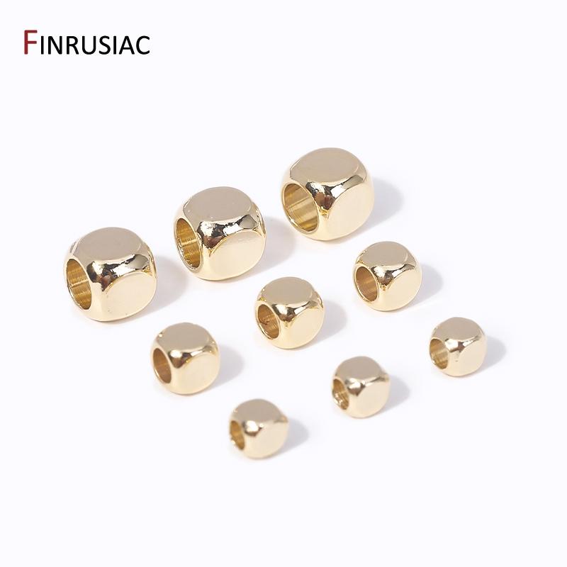 

30PCS 14K Real Gold Plated Brass Cube Beads For Jewelry Making 2.5/3/4mm Spacer Beads For DIY Bracelet Necklace Accessories 2.5mm-30pcs