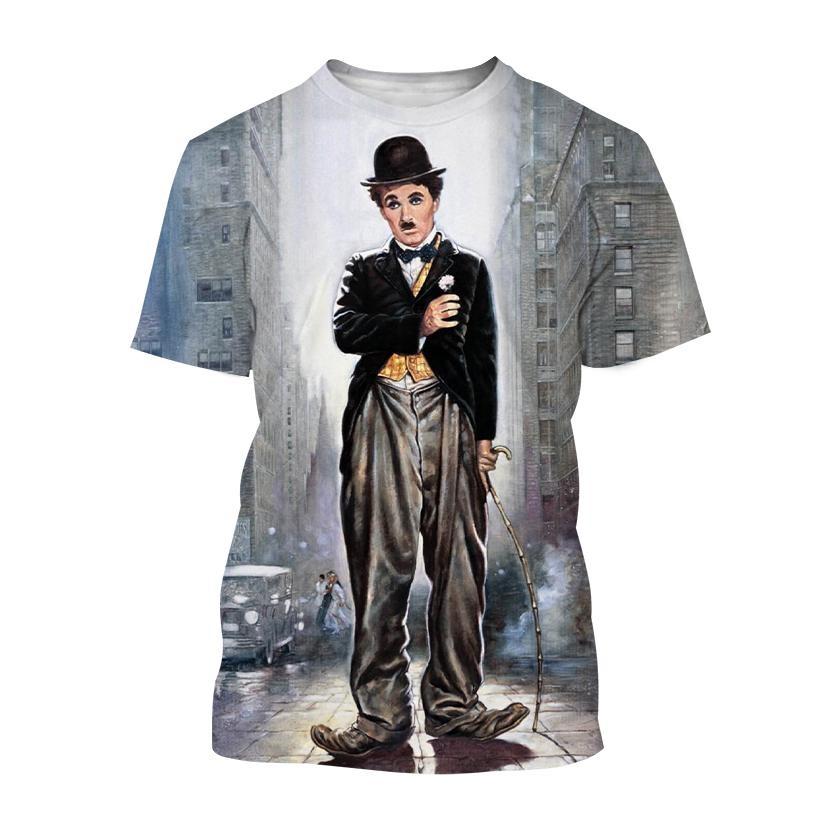 

Горячая Распродажа Мужская Женская Футболка Чарли Чаплина Персонализированная Хип-Хоп Уличный Стиль 3D Печатная Забавная Футболка L чёрный/светло-серый