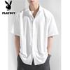 PLAYBOY Men's Ice Silk Short Sleeve Wrinkle-Resistant Shirt