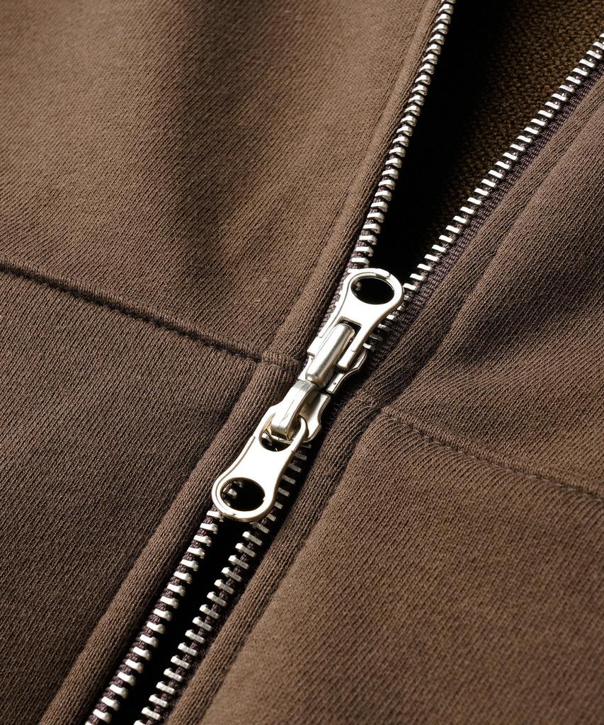 Jemut Day Cut Crop Oversized Zip-Up Hoodie Brown Kjhd2650