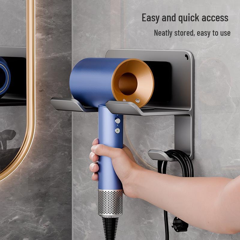 Wall-Mounted Electric Hair Dryer Holder with Cord Wrap