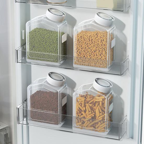 Sealed Food Canister Airtight Food Can with Date Tracker Lid Transparent Grain Storage Can for Beans Pasta Kitchen Pantry Cabinet