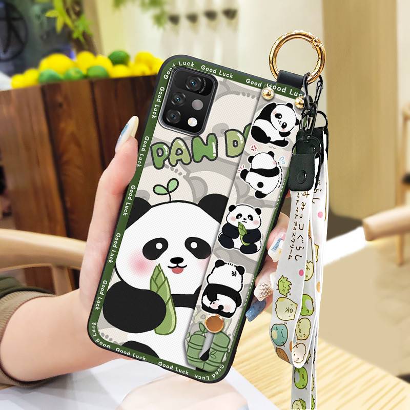 Panda Cartoon Phone Case For UMIDIGI A11 Pro Max Soft Case Wristband Ring Dirt-resistant Silicone Shockproof Wrist Strap