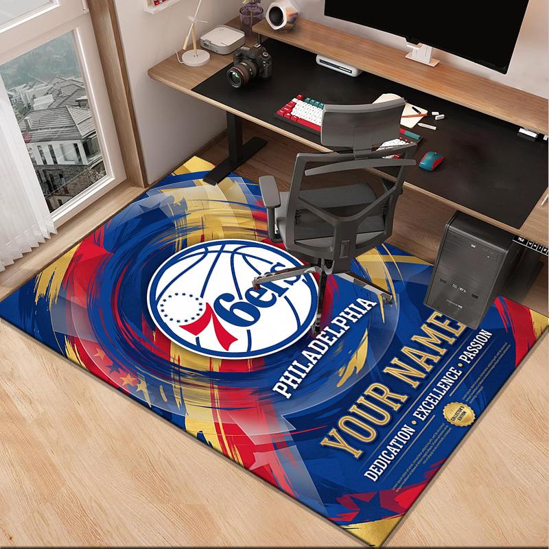 Custom Name76ers Basketball Team Carpet, Indoor Rug, Chair Rug, Living Rooms, Doormat Made From Polyester Home Decor Birthday Christmas Gifts