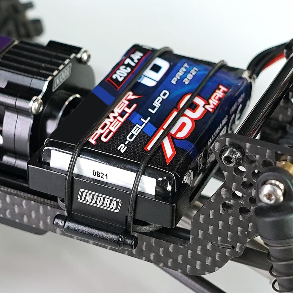 INJORA Battery Tray - Carbon Fiber and Aluminum Battery Bracket for TRX4M Defender Bronco K10 F150 1/18 RC Crawler Upgrade