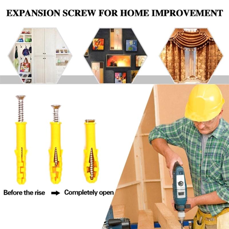 220Pcs Plastic Drywalls Wall Anchors Screw Assorment Set Wall Plug Bolt Expansion Bolt Drywalls Plug&Self Tapping Screw