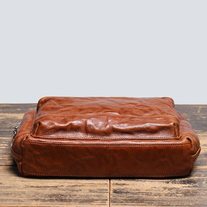 New Men's Genuine Leather Messenger Bag Natural Cowhide Horizontal Shoulder Bags Retro Fashion Satchel Bag