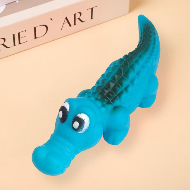 Quietschendes Gummi-Krokodil Hundespielzeug - Langlebiges Kau- und Spiel-Haustierspielzeug für Hunde, Lustiges Tierdesign für interaktive Spiele