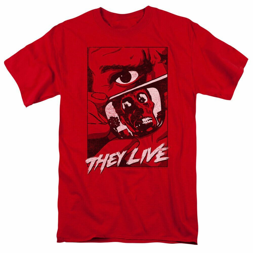 They Live Graphic Poster T Shirt Mens Licensed Movie Tee George Frank Red S