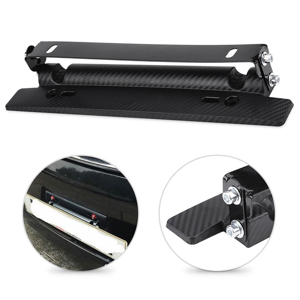 Car License Plate Holder Carbon Frame Mount with 180 Degrees Angle Adjustment for Most Cars Front or Rear Installation