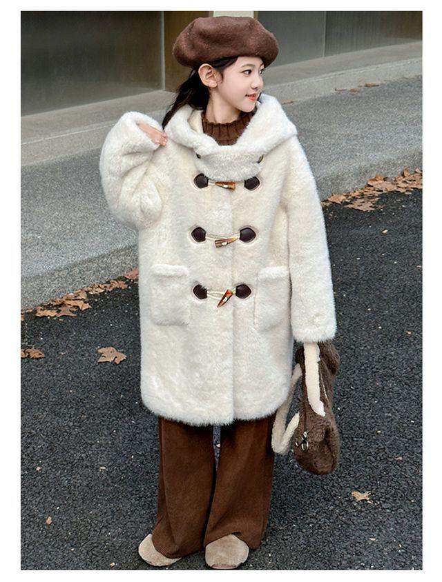 2024 Girls' Mink-Style Fleece Coat - Autumn/Winter Fashion for Middle & Big Kids