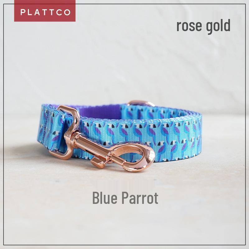 PLATTCO Blue Parrot Print Nylon Pet Leash - PDL315 S 2.0cm (31-41cm)