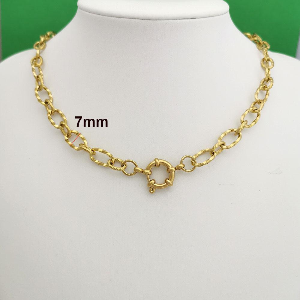 Segler Federverschluss Halskette Damen Herren Choker Edelstahl Geometrisches Glied Gedrehte Kette Rolo PVD Gold Silber