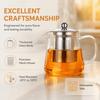 High Borosilicate Glass Teapot Heat Resistant Large Capacity Clear Glass Tea Maker with Stainless Steel Infuser Coffee Tea Pot
