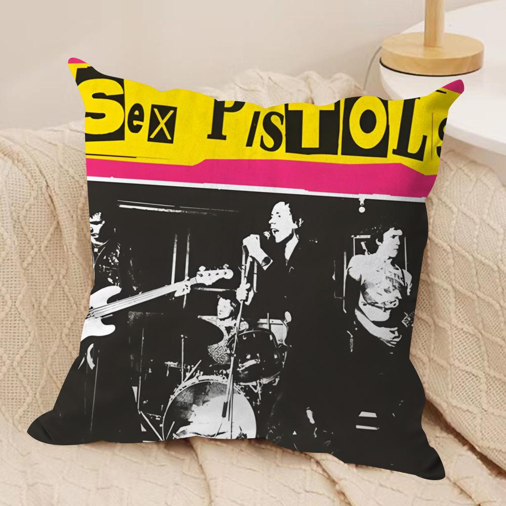 S-Sex pistols Rocková kapela Povlak na polštář Měkký plyš Oboustranně potištěný Polštář na pohovku Povlak na polštář | Útulná celoroční dekorace Dárek