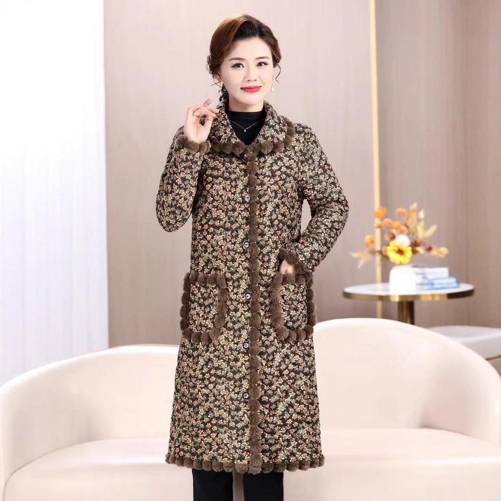 2025 Fashionable Mid-length Lapel Cotton Coat for Middle-aged & Elderly - Extra Thick & Warm for Comfort