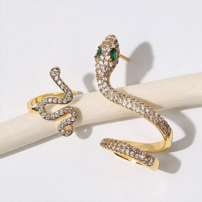 2 Paia Orecchini A Forma Di Serpente Donna: Cerchio Punk In Argento Con Cristalli, Gioielli Animali 1,6cm, Ipoallergenici E Placcati Platino - 2