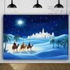 2D Blue Desert Three Kings Backdrop for Religious Themed Celebrations