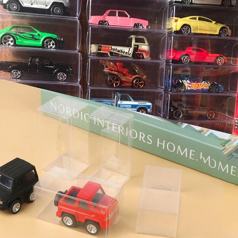 2/5Pcs 1:64 Car Model Display Box Transparent Protective Case Pvc Dust Cover Storage Holder