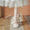 Scarpe da damigella d'onore per fidanzamento vento fatato non stancano da indossare quotidianamente, delicato vento serale tacchi spessi tacchi alti Mary Jane scarpe singole donne