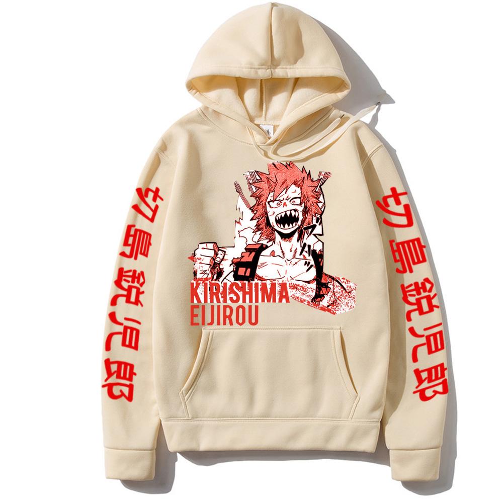 My Hero Academia Anime Harajuku Hoodies Gothic Boku no Hero Academia Red Riot Eijirou Kirishima Cartoon Long Sleeve Sweatshirts