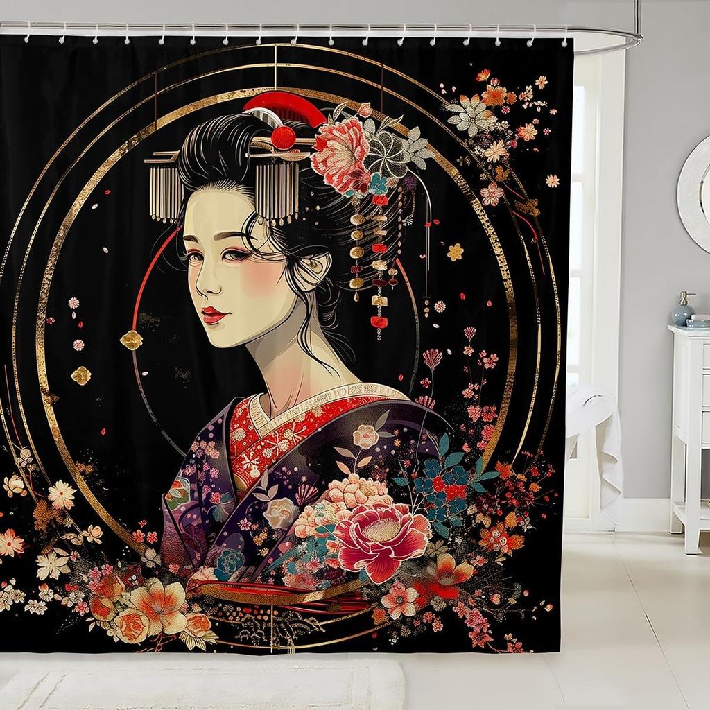 Samurai Fabric Shower Curtain Japanese Style Shower Curtain for Kids Boys Girls Vintage Dragon Bathroom Waterproof Accessories