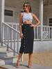 European & American Women's High-Waisted Buttoned Irregular Slit Midi Denim Skirt