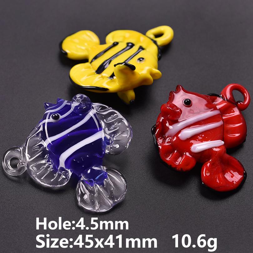 2pcs/Lot Fashion Ocean Animal Glass Tropical Fish Charms For Jewelry Making Earrings Necklace Pendant DIY Sea Clownfish Pendants
