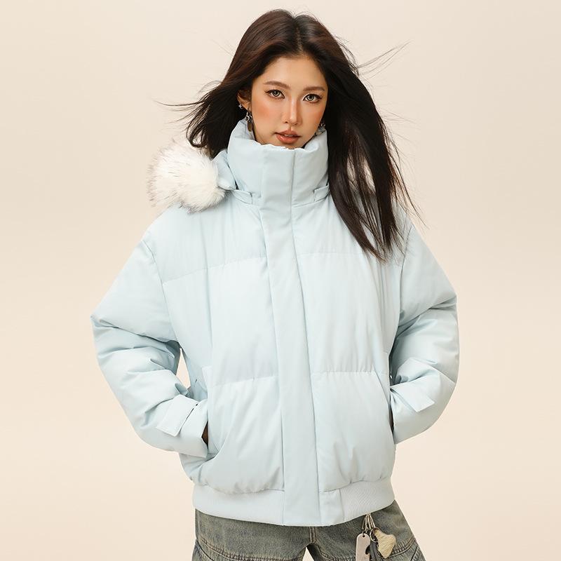Men Women Cotton-padded Coat Women's Winter Hooded Parkas Fur Collar Thicken Warm Outerwear Cotton Coat Male Outdoor Parkas