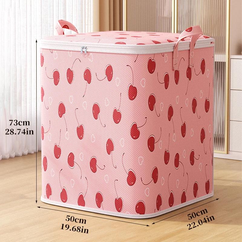 2pc Household Large Capacity Clothing Storage Bag Non-woven Material Wardrobe Organizer Quilt Storage Bag Clothing Storage Bag