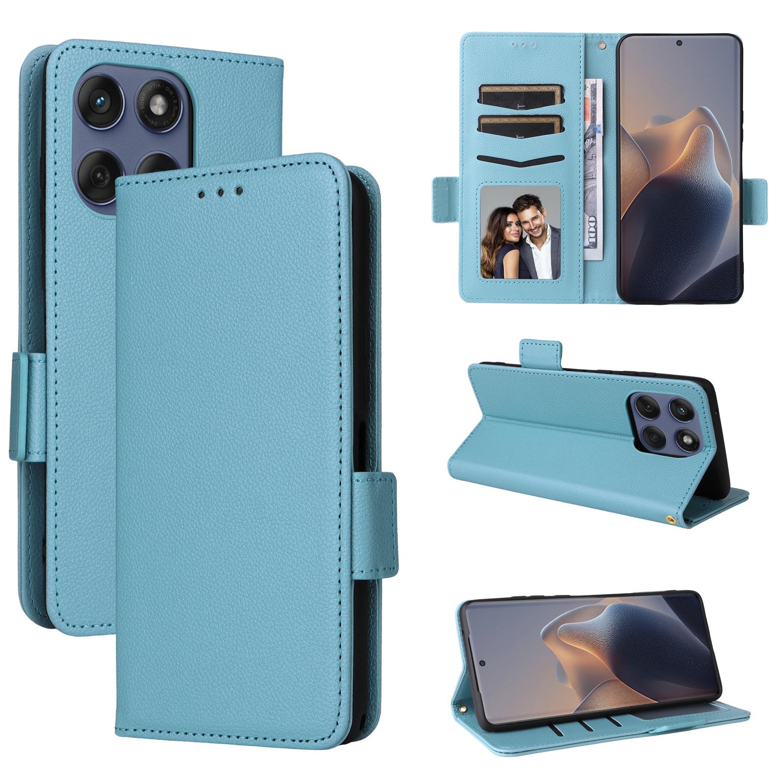 

Чохол-книжка з відкидною кришкою для Motorola Moto Edge 60 Fusion зі штучної шкіри, повний захист корпусу з [RFID-блокуванням], ударостійкий, міцний, ретро-стиль Motorola Edge 60 Fusion світло-синій колір