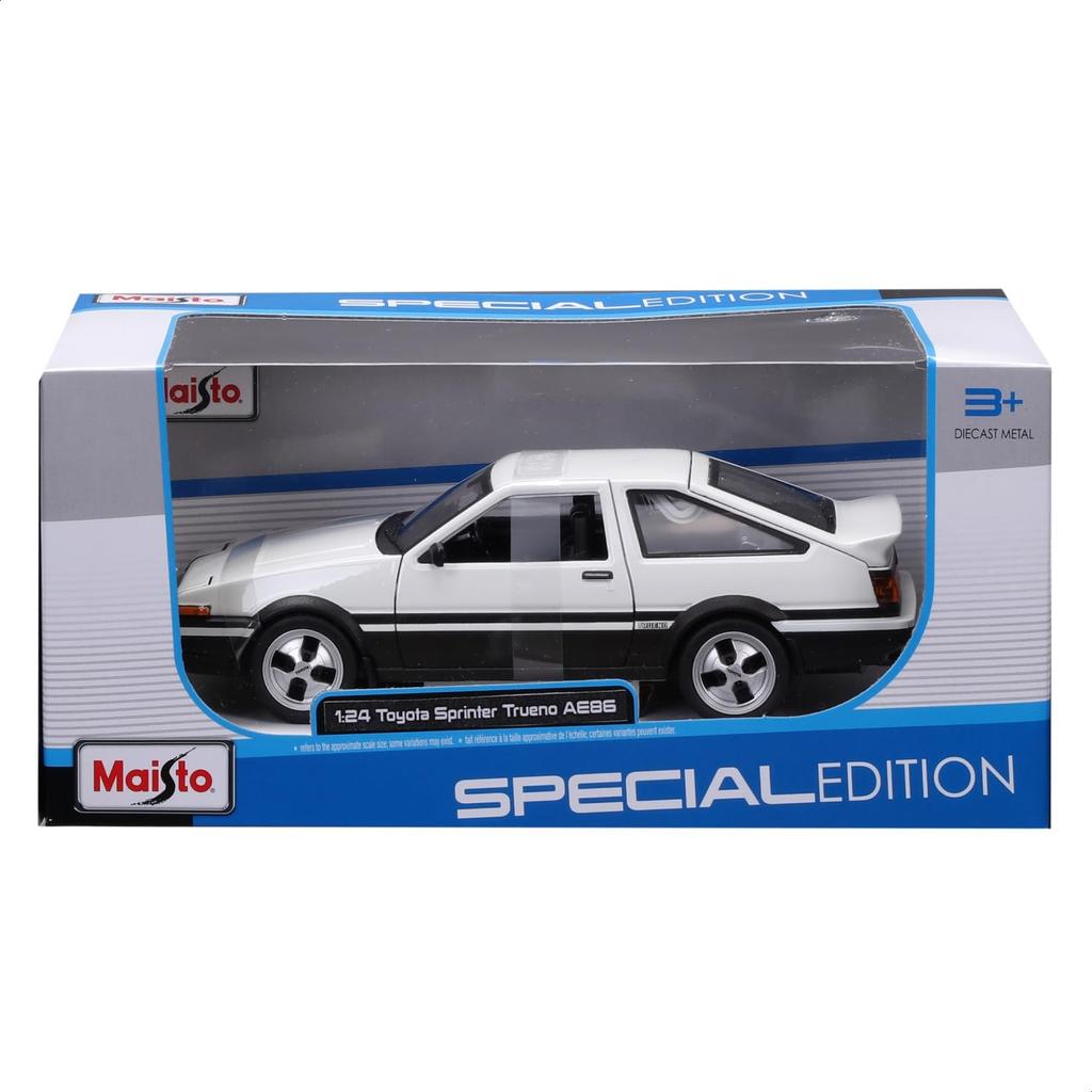 Maisto 1/24 Scale Toyota Sprinter Trueno AE86 White/Black / Diecast Model Car, Finished Model, 32916 WT