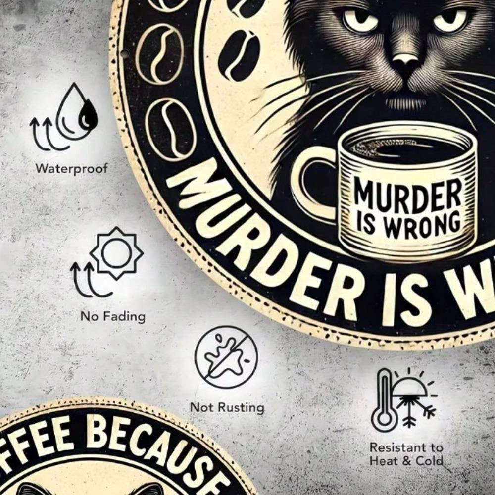 Retro Round Metal Sign Coffee Humorous Quote Wall Art Home Office Gift