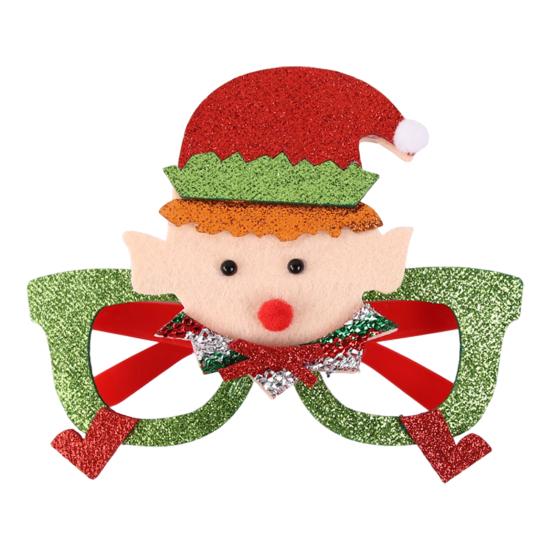 Seasonal Decorative Eyewear for Festivals Christmas Glasses, Glitter Party Glasses Frames, Novelty Elf Snowman Santa Claus Holiday Favors Children