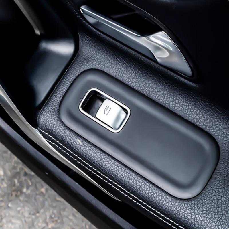 2025 Hot Racing Grills Silver ABS Car Window Glass Lift Button Trim Cover Stickers Fit For Mercedes Benz A B GLB CLA GLA Class W
