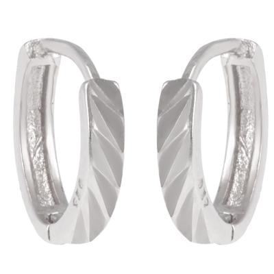 [Q2939] - Silberne Creolen 'Choreographie' silberfarben diamantiert (rhodiniert) - 13 mm 2 mm