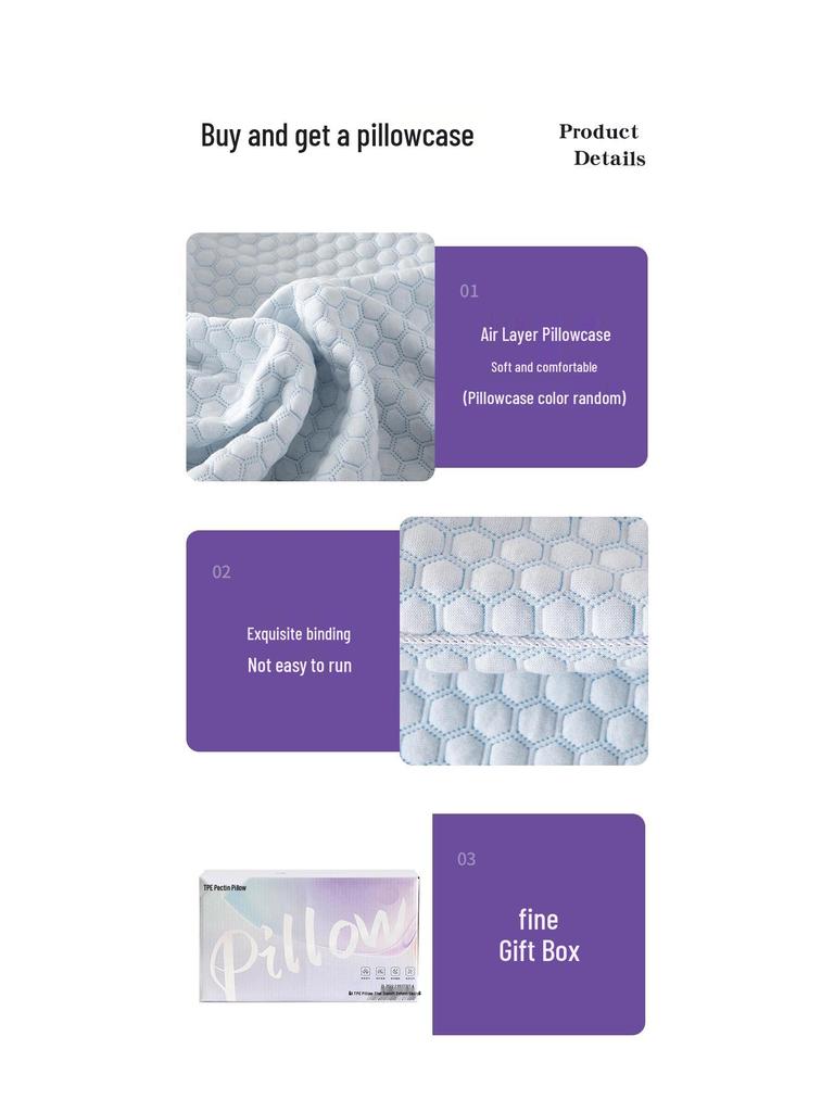 Breathable Pectin TPE Neck Support Pillow with Wing Design - No Pressure, Washable Latex for Better Sleep