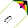 Rainbow Triangle Kite with Double Tail - Colorful Cartoon Design for Children & Adults