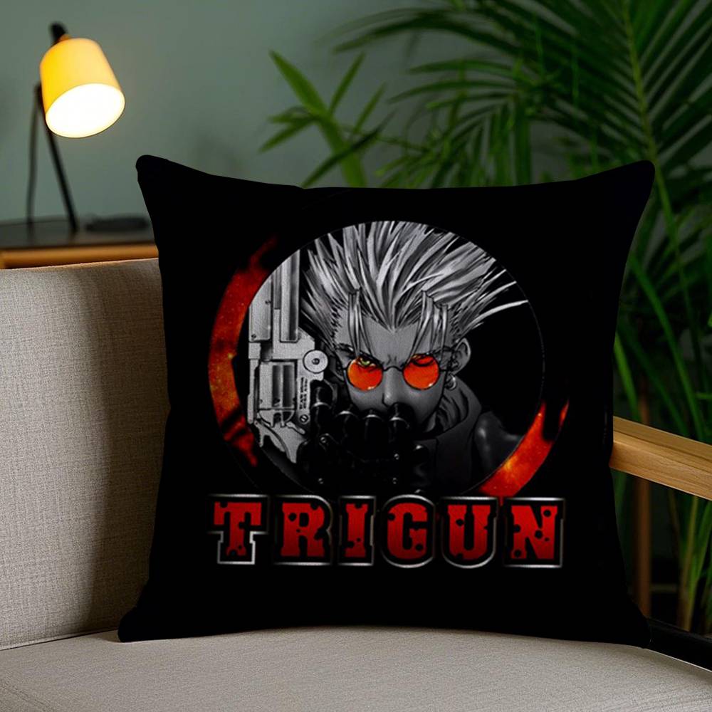 Cool Anime T-Trigun Pillow Case Sofa Short Plush Double-sided HD Printing Room Home Office Gift Cushion Cover
