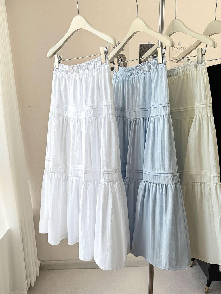 Women's 2026 High-Waisted A-line Midi Skirt - Slimming Layered Design