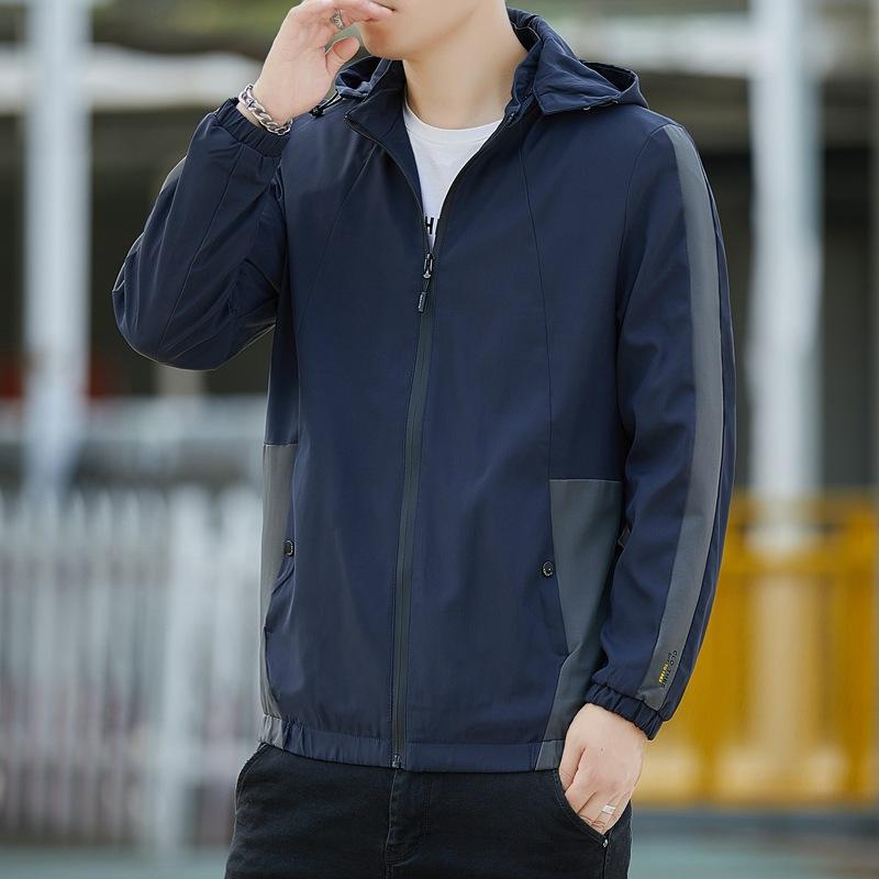 

Нова корейська версія трендового лабораторного халата, повсякденна чоловіча вільна куртка з капюшоном 5XL/190-210 синій