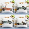 Funny Cartoon Animals Car Art Cushion Cover Linen Pillowcase Soft For Sofa Bed Home Room Decor